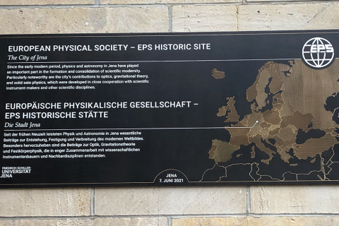 Europäische Physikalische Gesellschaft. Gedenktafel in Jena